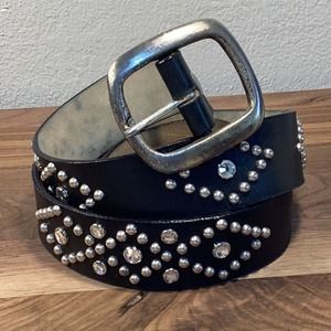 Leatherock Black Belt with Silver Accents